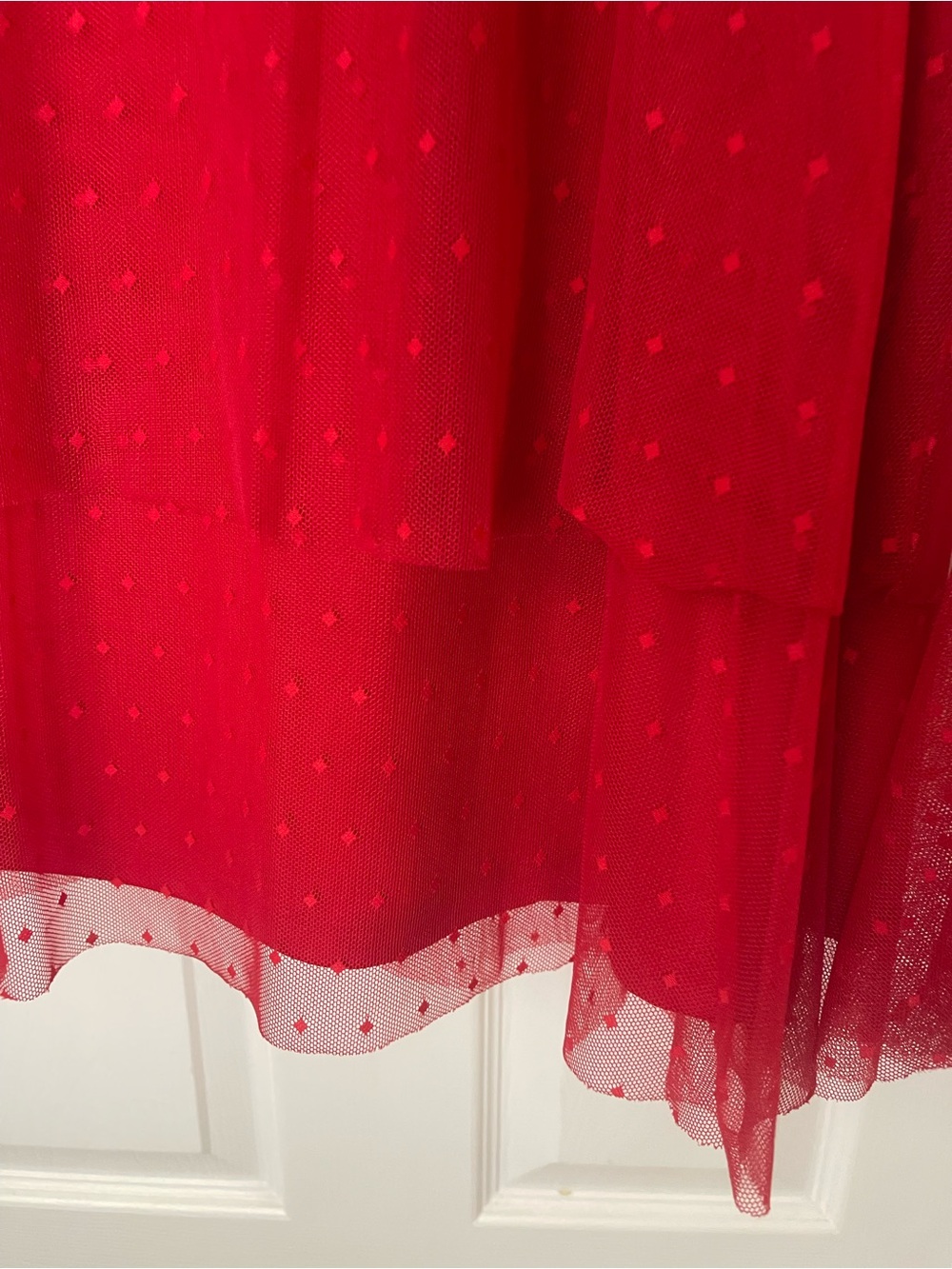 Lane Bryant Red Sheer Dotted Bell Sleeve Top 14/17 - Picture 3 of 4